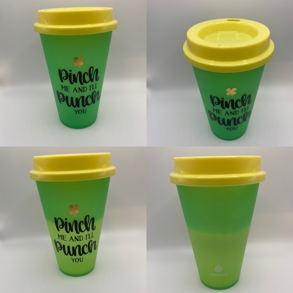 ‘Pinch Me and I’ll Punch You’ color changing to go cup